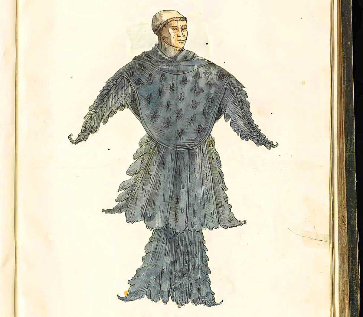 Drawing of a sea monk collected by Felix Platter, to be used in Historiae animalium.