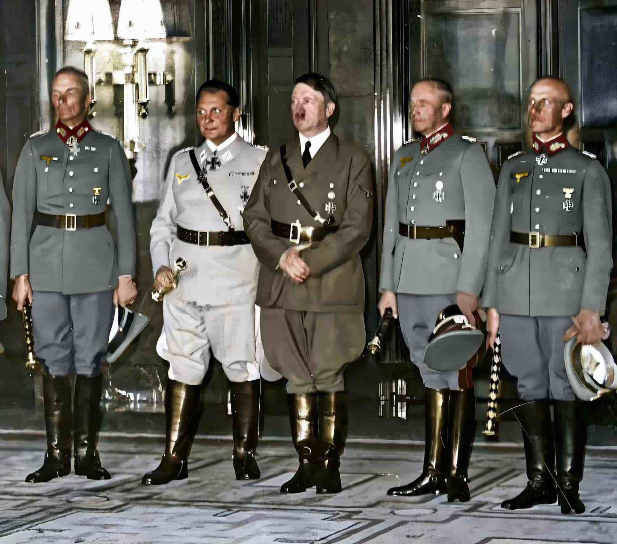 Hitler next to Hermann Göring and his other Field Marshals.