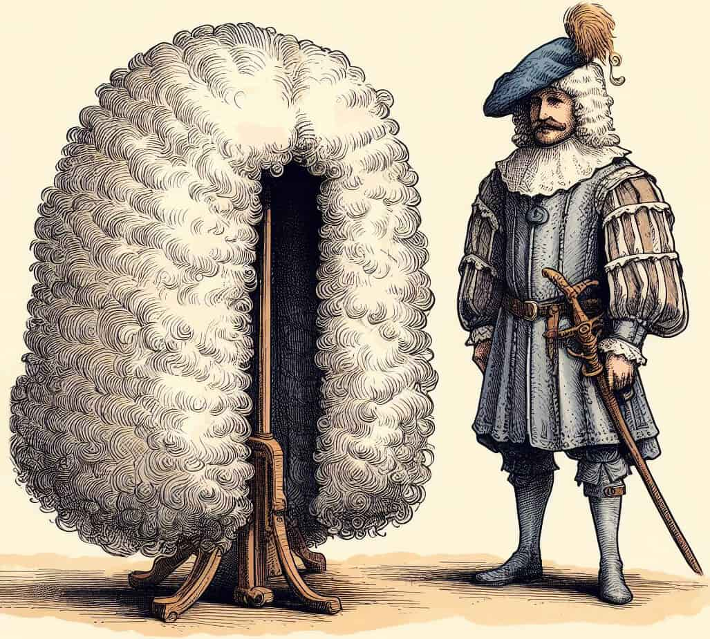 a large medieval white wig