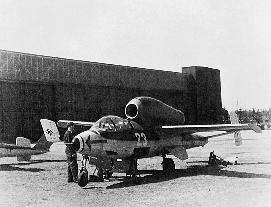 A captured Heinkel He 162 in France.