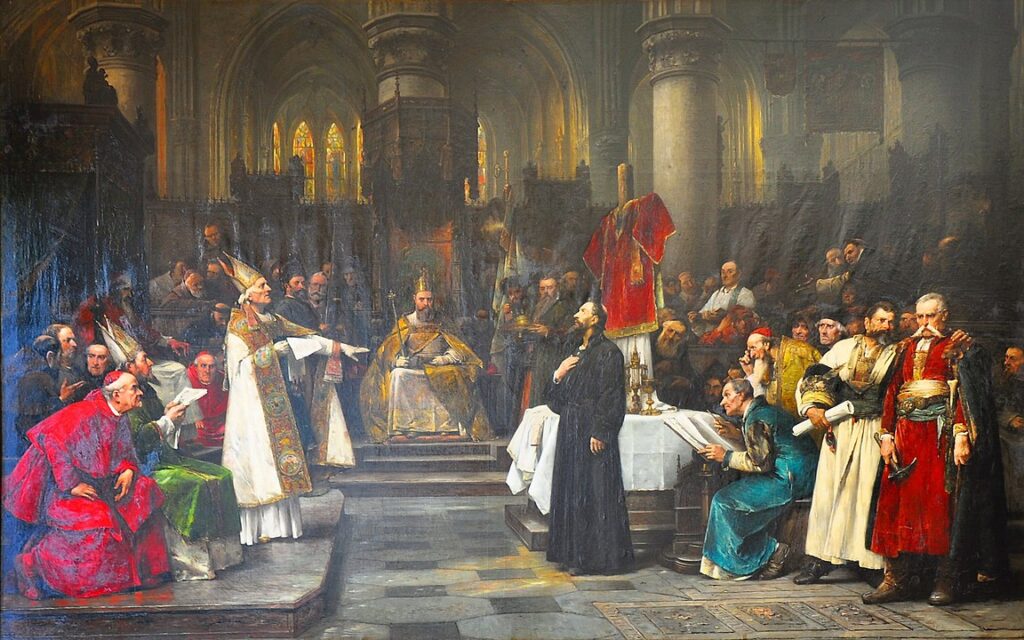 A scene from the meeting of the Council of Constance with Master Jan Hus.