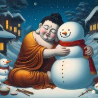 Buddhist, buddha, snowman, Christmas