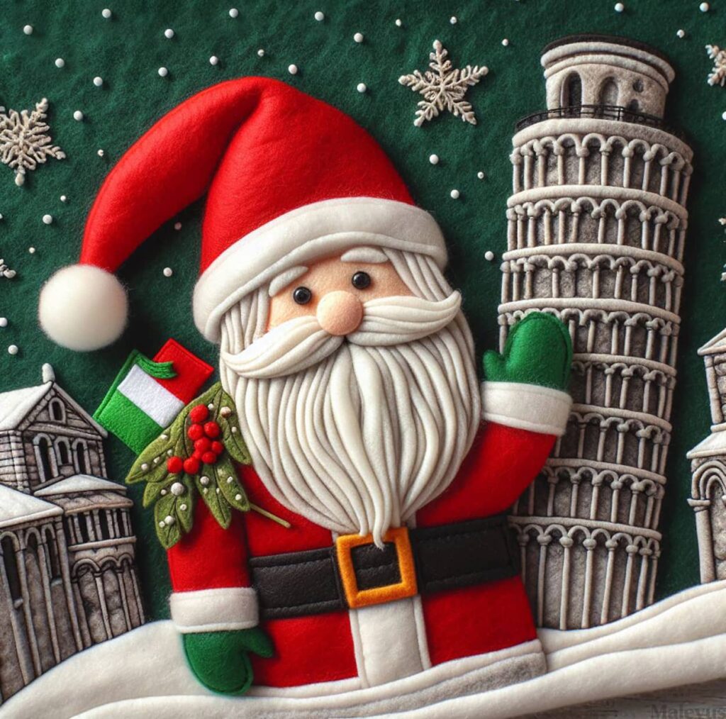 Christmas in Italy, santa claus, leaning tower of pisa