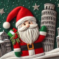 Christmas in Italy, santa claus, leaning tower of pisa