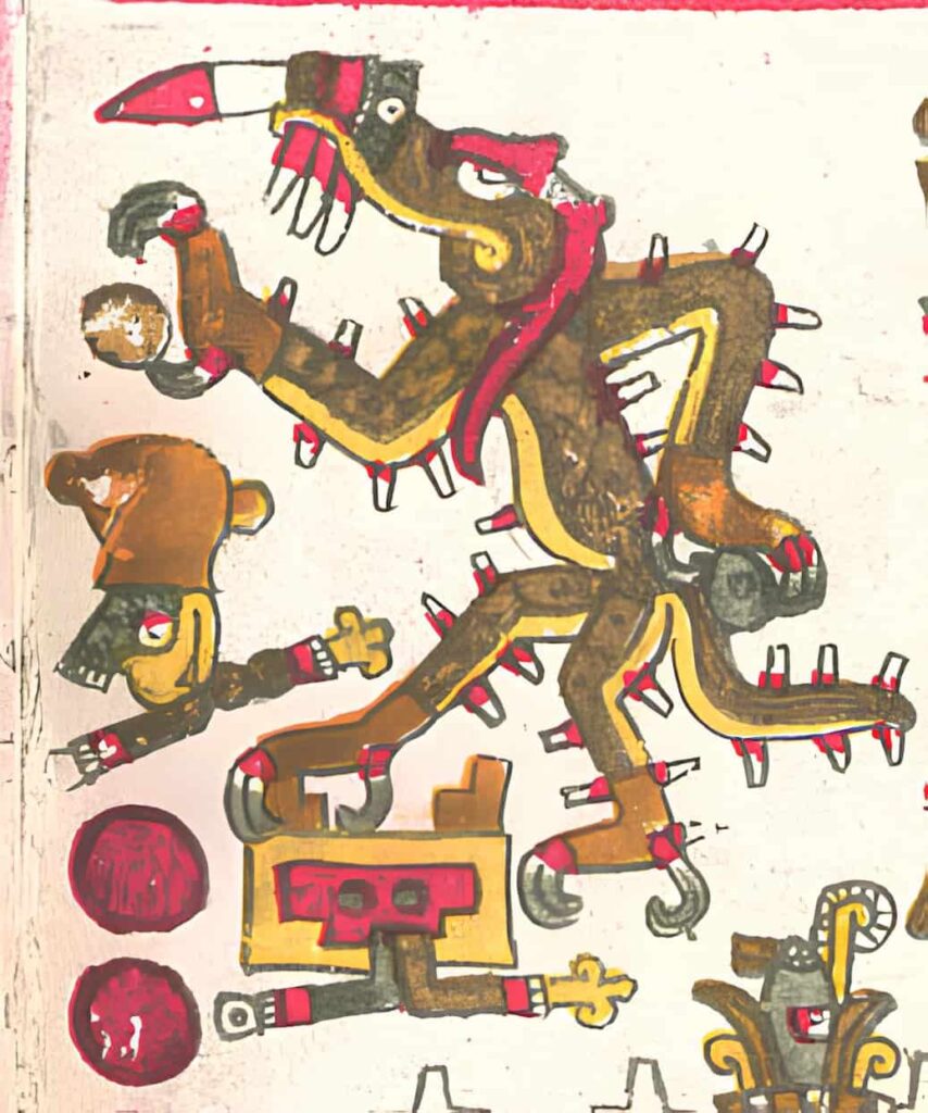 Cipactli described in the Borgia Codex.
