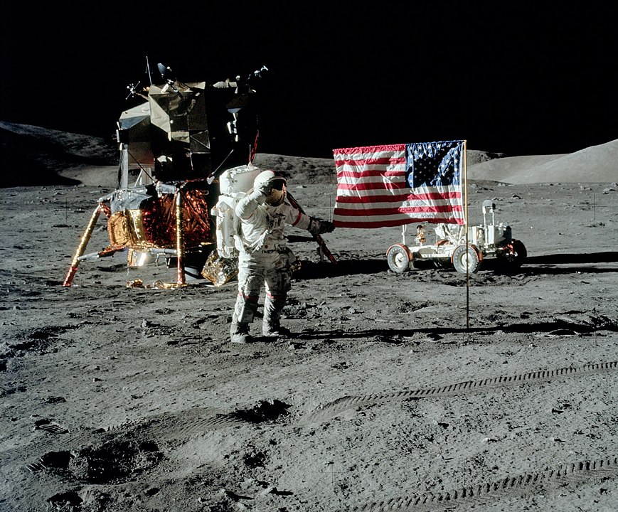 Eugene Cernan on the Moon during the Apollo 17 mission. 