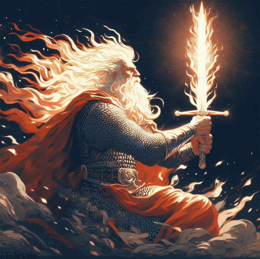 Freyr's flaming sword Lævateinn. 