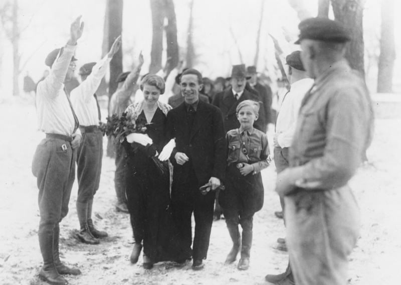 Joseph Goebbels and Magda Goebbels' wedding day, with her son Harald Quandt.