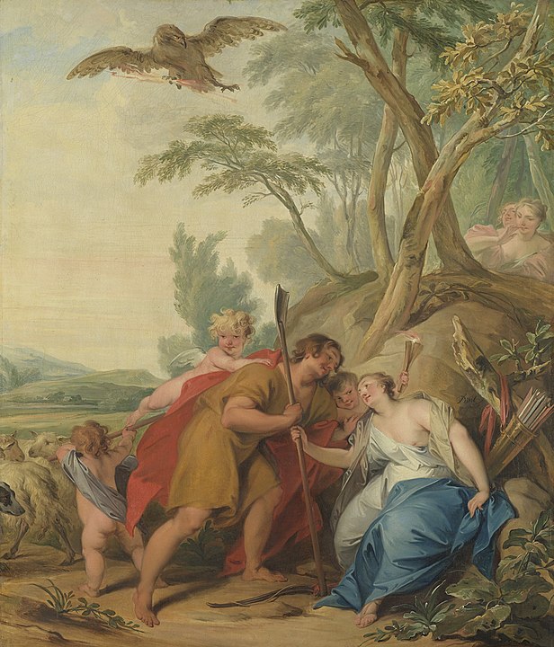 Jupiter, disguised as a shepherd, tempts Mnemosyne