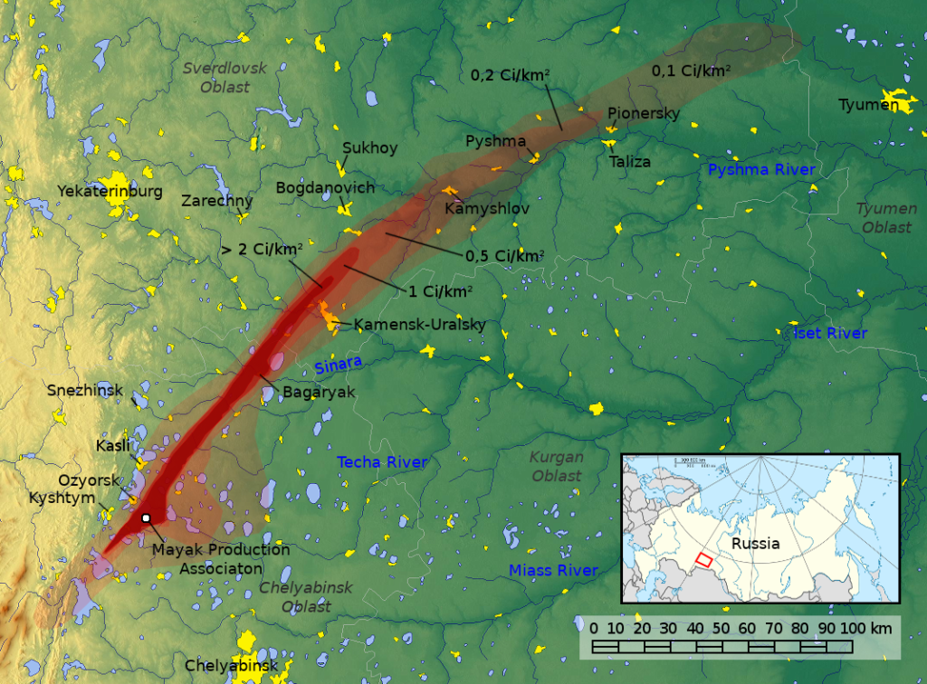 Map of the East Urals Radioactive Trace Kyshtym Disaster