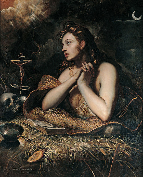 Mary Magdalene (c. 1598) by Domenico Tintoretto, depicting her as a penitent