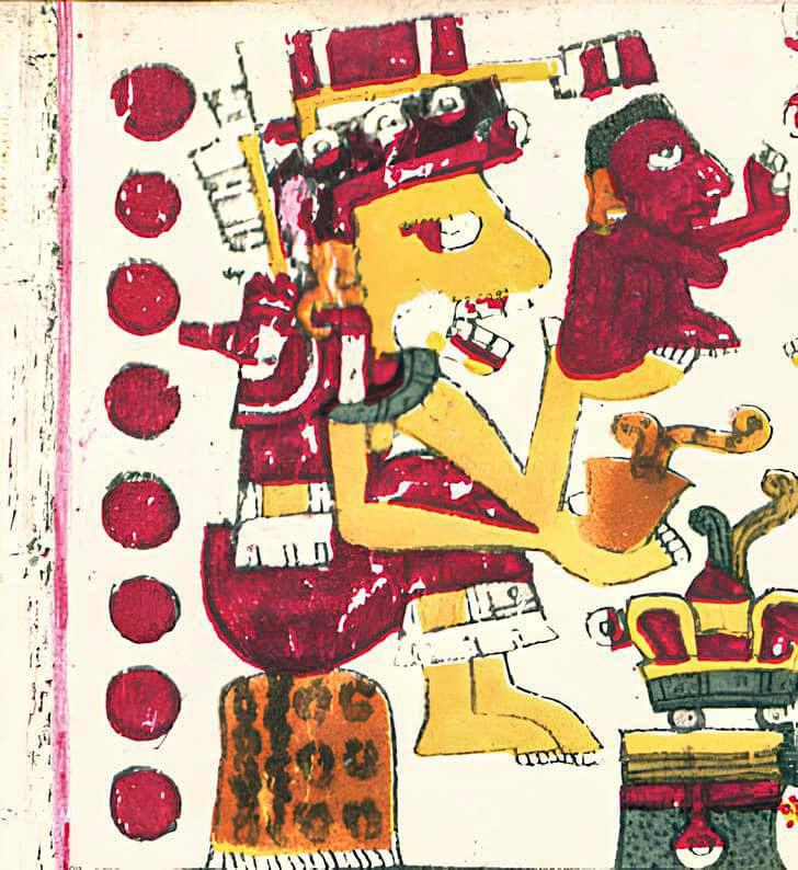 A drawing of Mictecacihuatl, one of the deities described in the Codex Borgia.