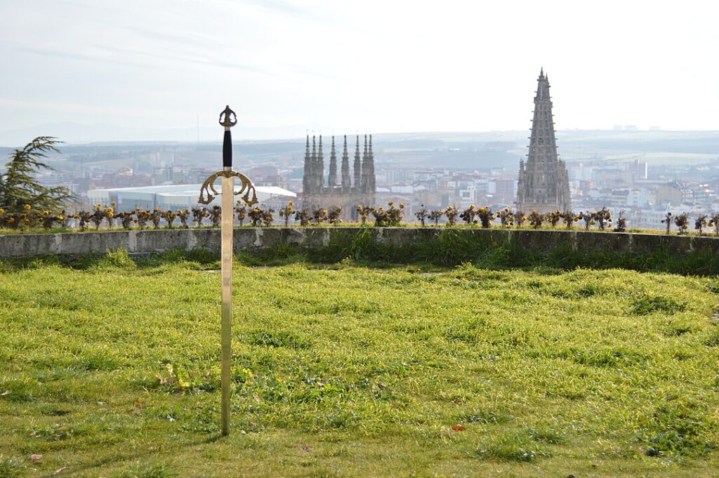 The Tizona in Burgos. The Cathedral of Burgos can be seen in the background.