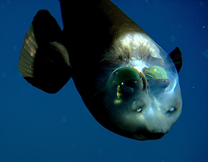 The barreleye (Macropinna microstoma)