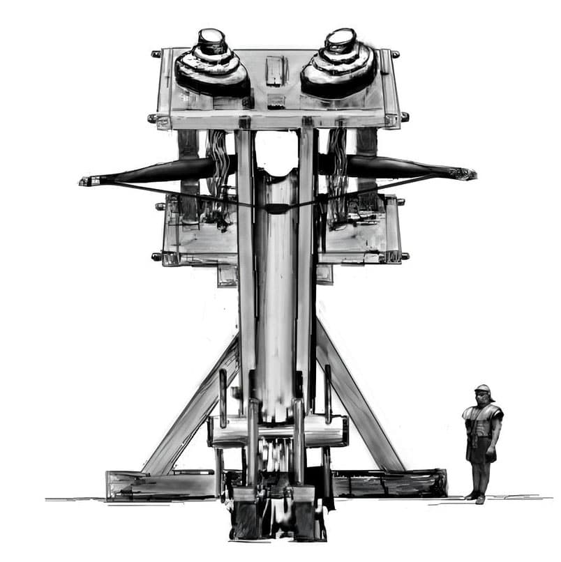 A medium-sized ancient Roman ballista. Its weight was 8.5 tons and it could throw the stones of 1 talent (57 pounds).