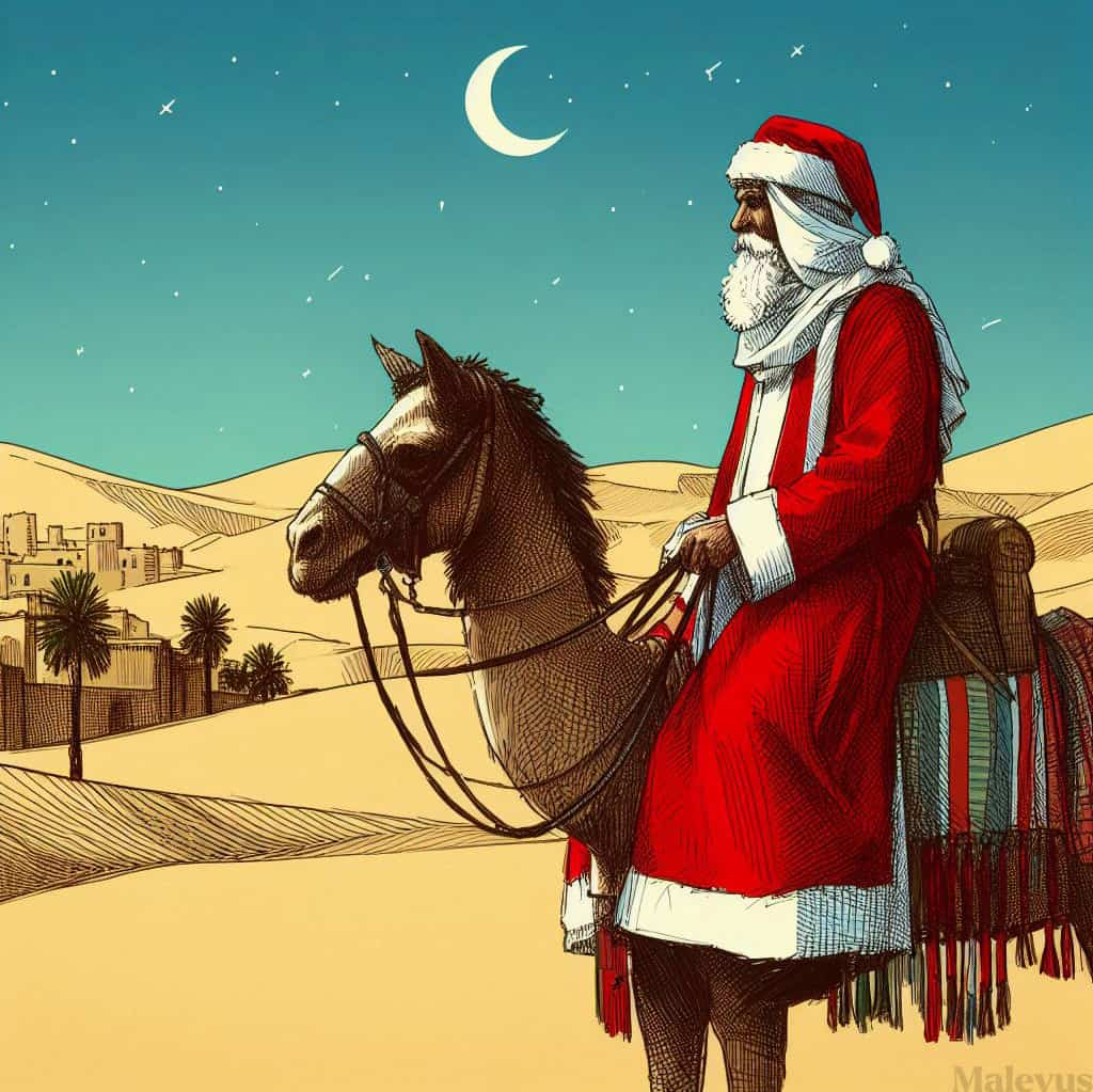 arab santa claus desert camel christmas