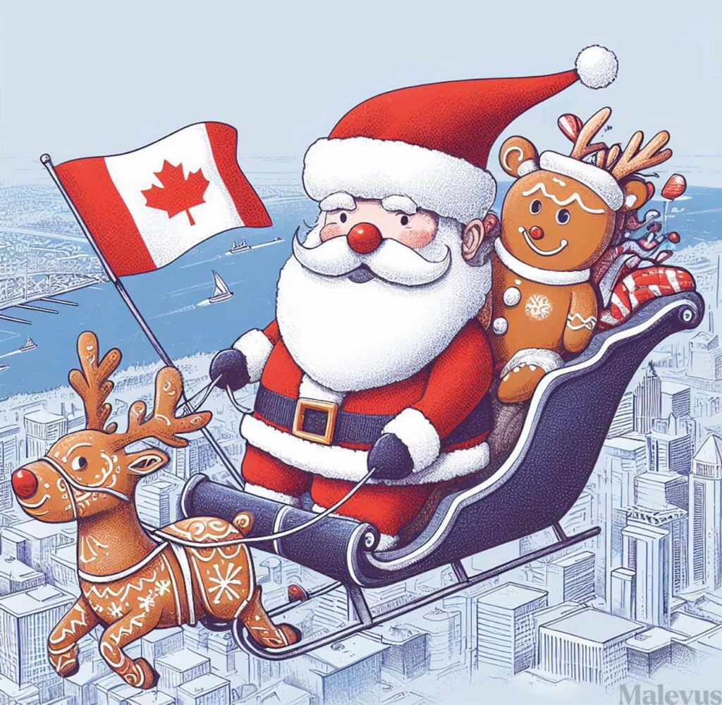 christmas, canada, santa claus, rudolph reindeer, gingerbread man