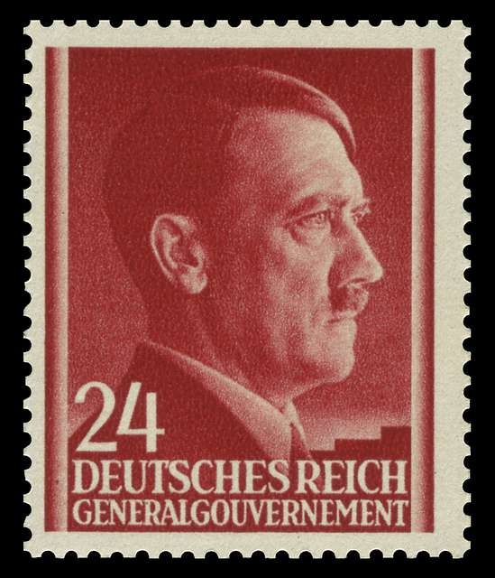 Definitive stamp of the Nazi-German "Protektorat Böhmen und Mähren" (= Protectorate of Bohemia and Moravia); 1942; issue with „Adolf Hitler