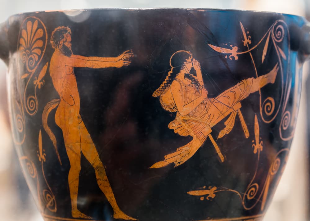 Satyr swinging a woman during the Aiora swing festival. 440 BC. 