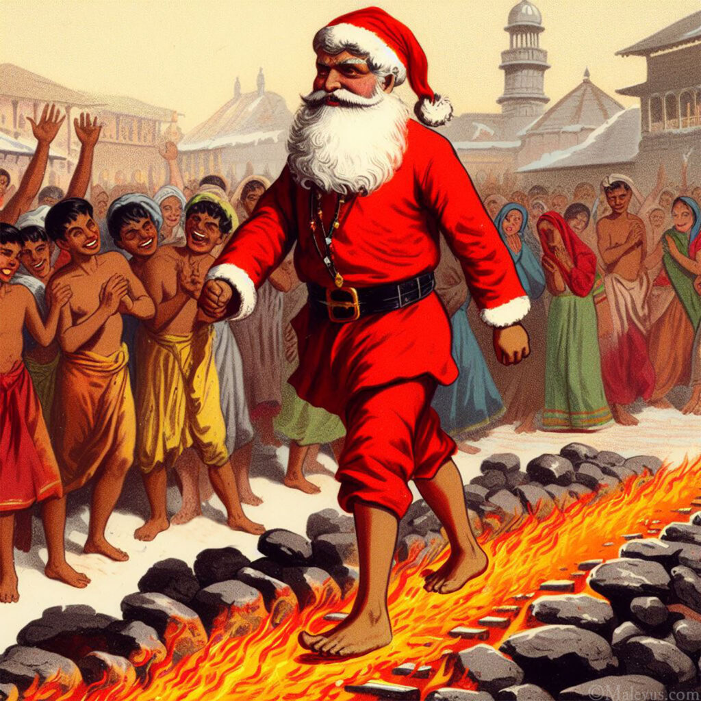 india, christmas, santa claus, firewalking