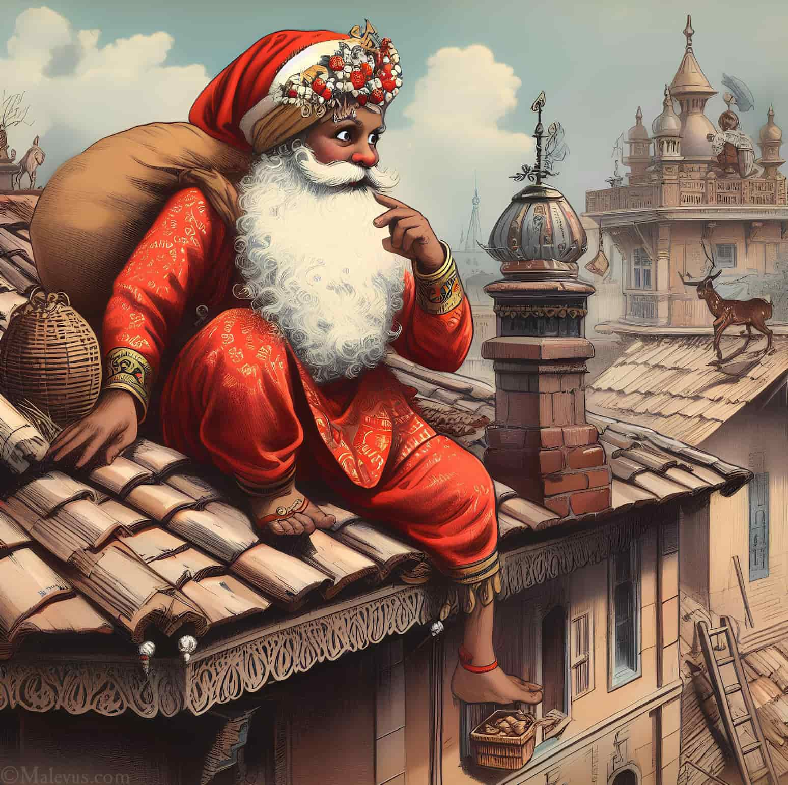 indian, christmas, santa claus