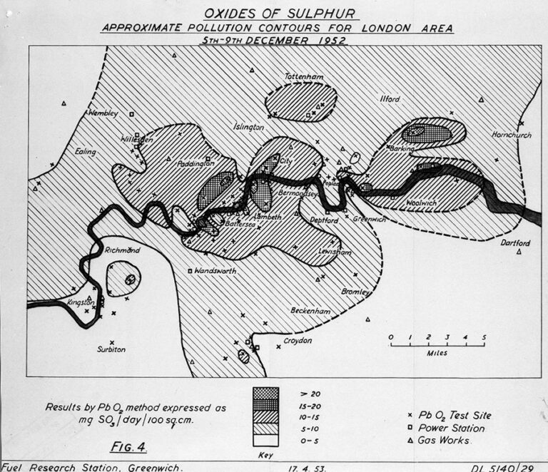 Map Great Smog of 1952 London