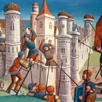 siege of a medieval castle - fictional reconquest of Rome from Saracen occupiers by Charlemagne