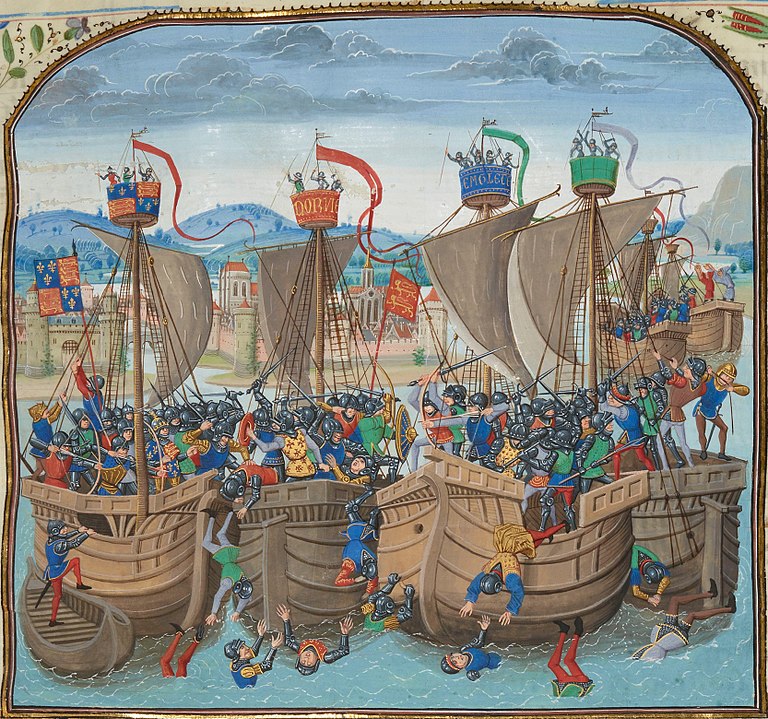 A miniature of the battle from Jean Froissart's Chronicles battle of sluys