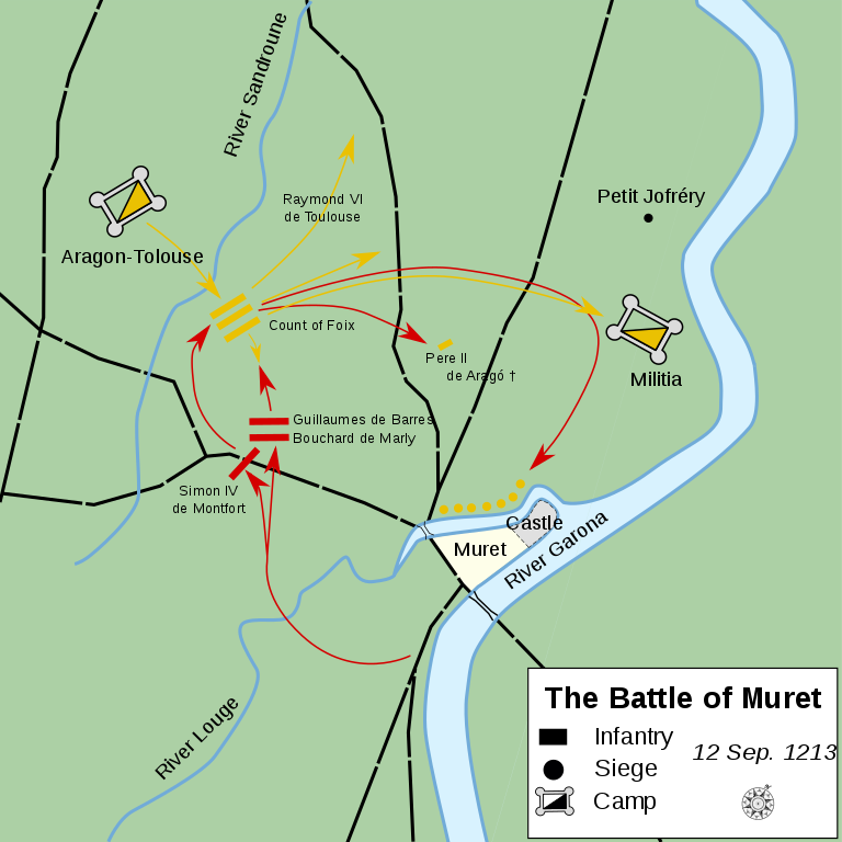 Map of an interpretation on the Battle of Muret.