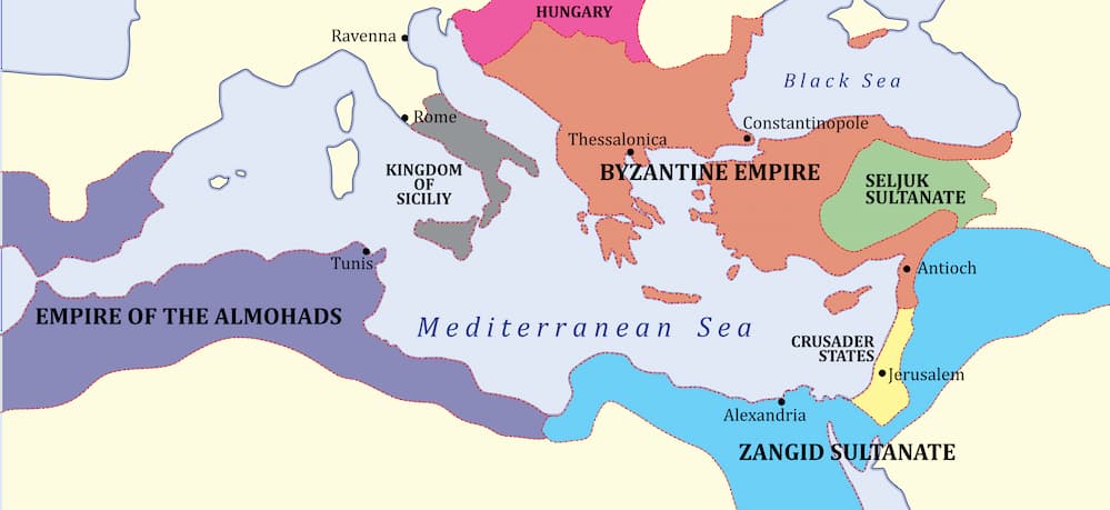 Byzantine Empire, c. 1180, at the end of the Komnenian period.