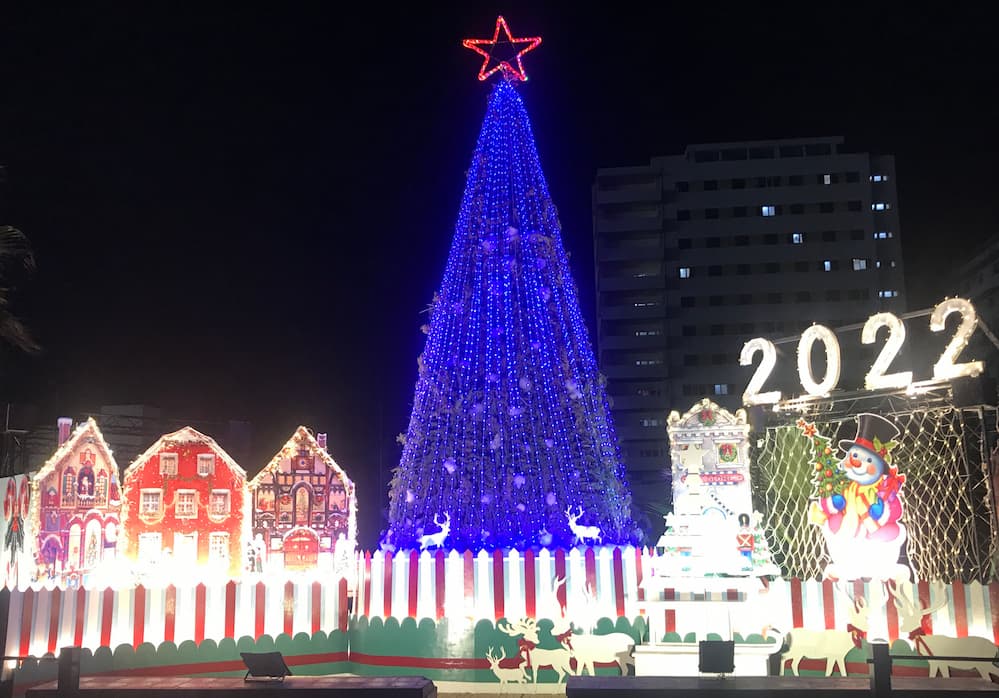 Collège Saint Marc, outdoor Christmas decoration in Egypt.