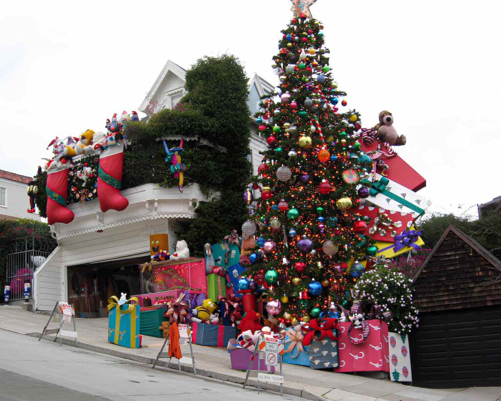 A Christmas wonderland in San Francisco's Noe Valley District.