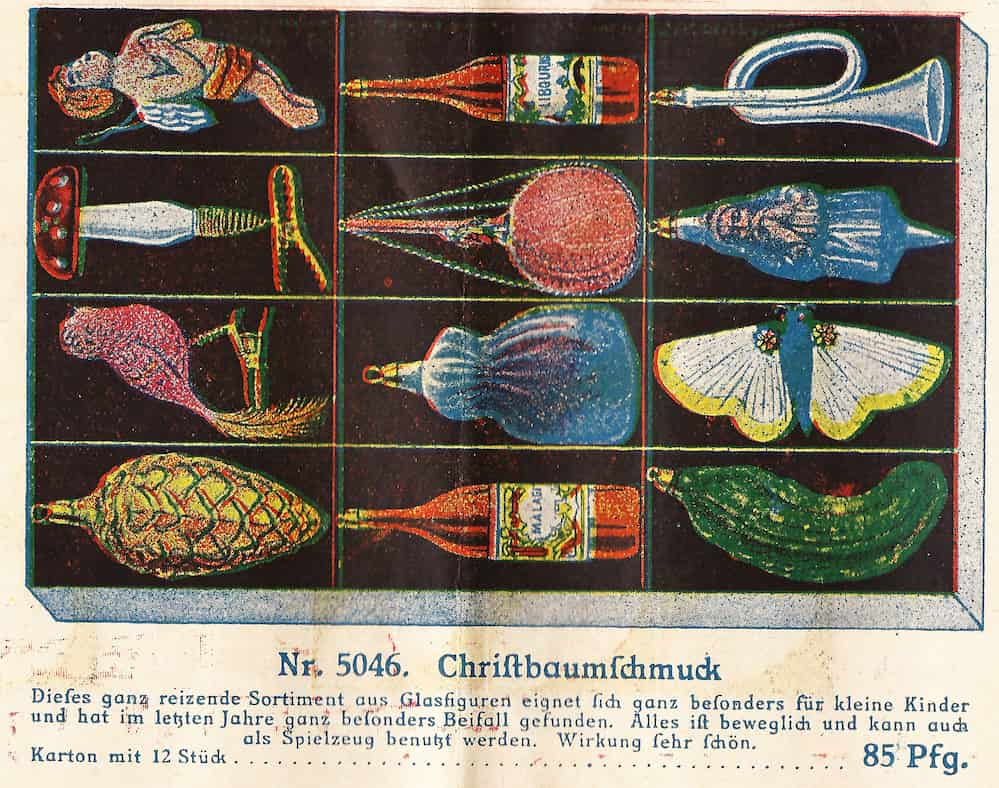 Excerpt from the catalog of the German Lyra Fahrrad-Werke from 1909 with a picture of a Christmas pickle.