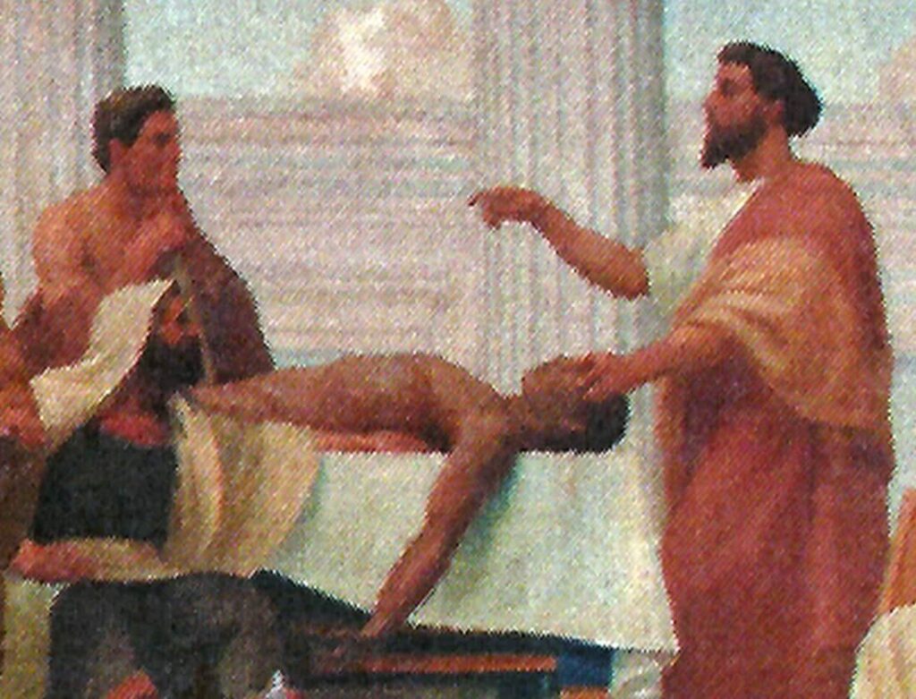 Herophilos (right) teaching anatomy.