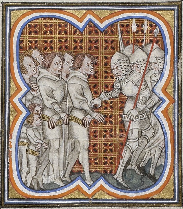 Prisoners in an illuminated manuscript by Jean Froissart Jacquerie