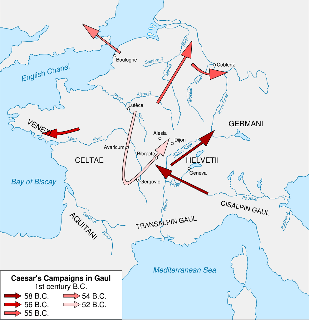 Multi-year overview of the Gallic Wars. 