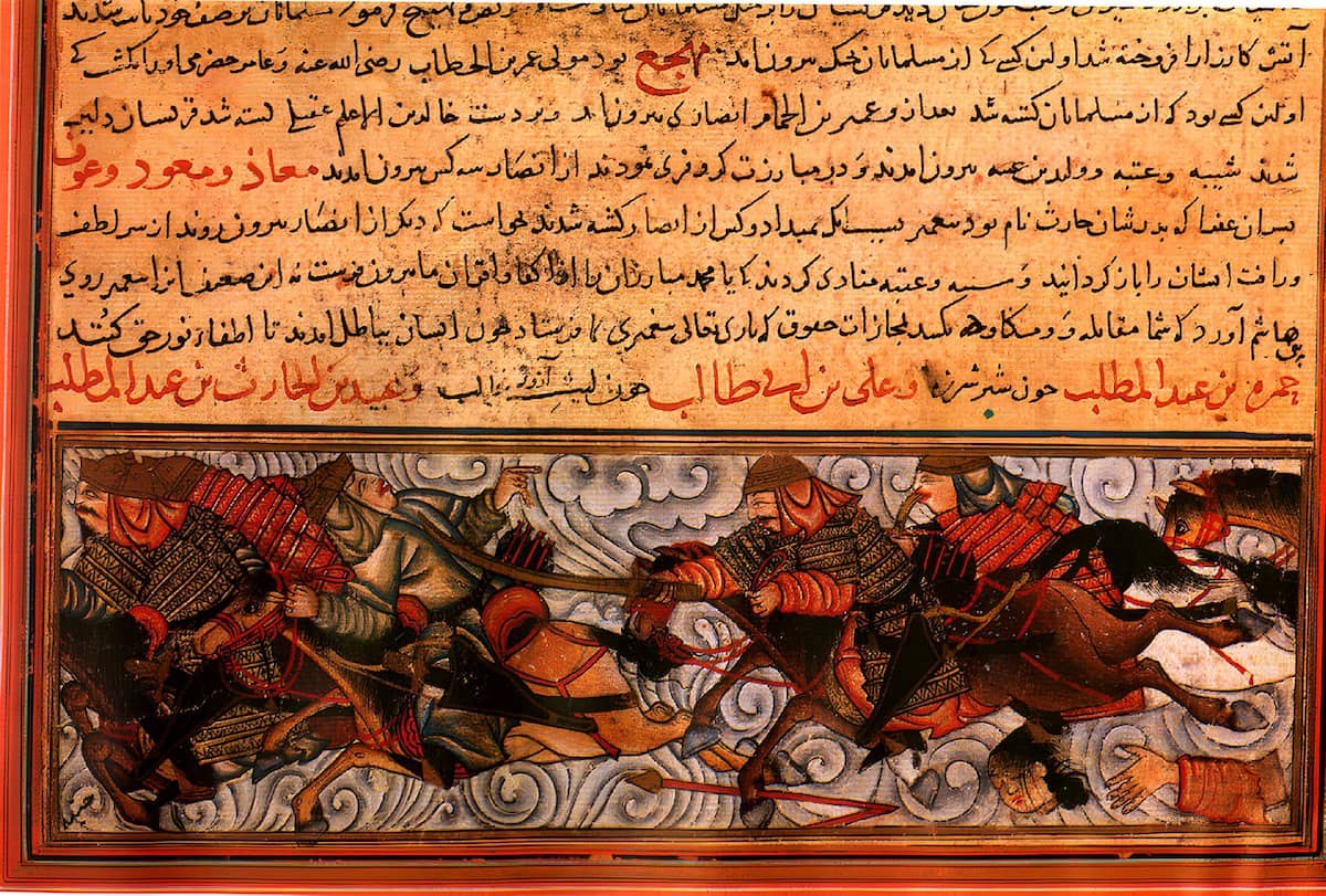 Persian drawing depicting the Battle of Badr