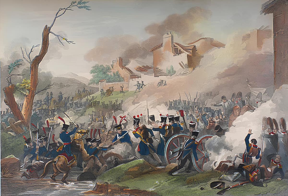 The Battle of Leipzig. Colorized engraving of the XIX century