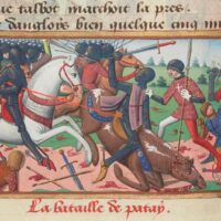 The battle of Patay. Miniature from the manuscript by Martial d'Auvergne, Les Vigiles de la mort de Charles VII, circa 1484