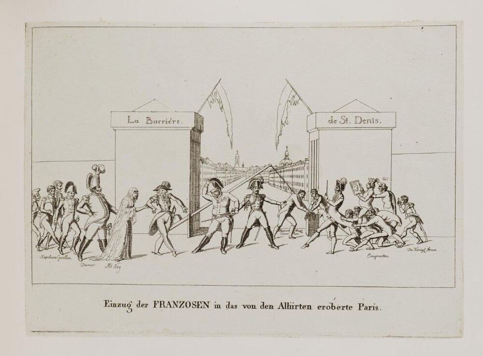 The return of French royalists to Paris after the Allies took the city, Napoleon's Hundred Days