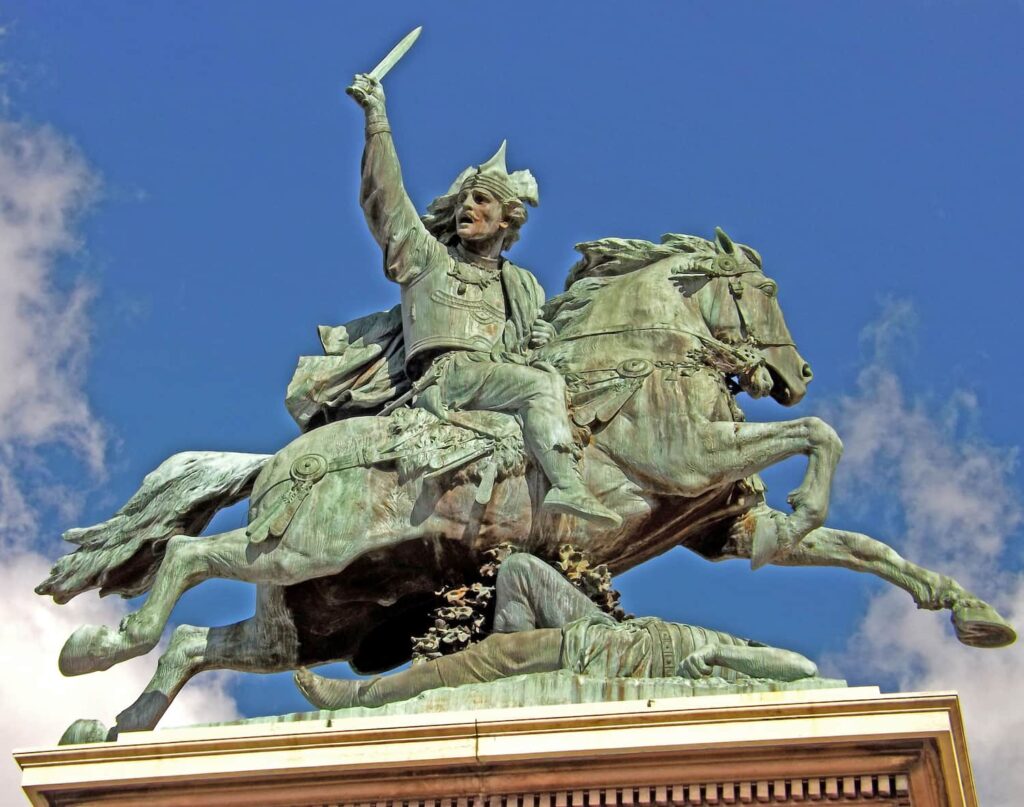 The statue of Vercingetorix in Place de Jaude, France.