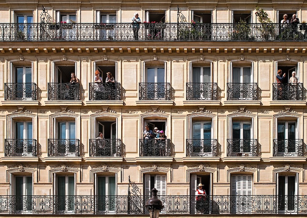 Windows and balconies of a typical Haussmannian building on Rue Soufflot.