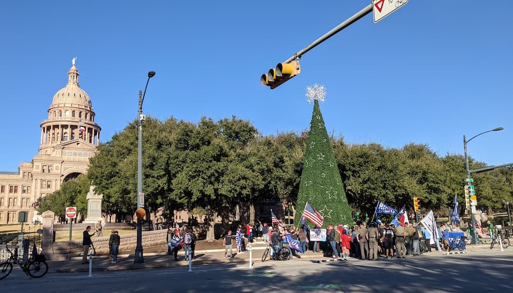 South side of the Texas Capitol on the afternoon of 6 January.