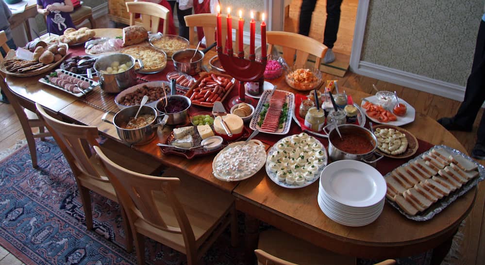 Swedish julbord at Christmas.