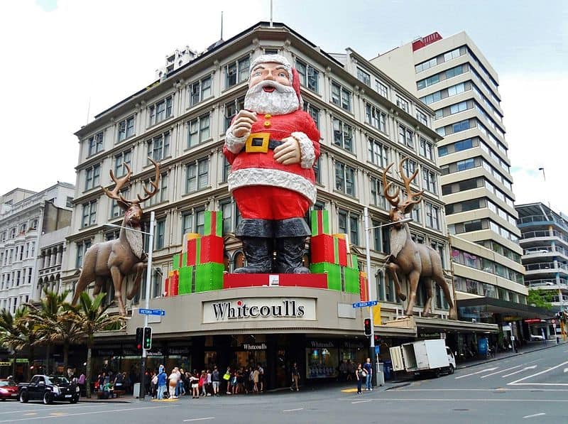 Whitcoulls Queen Street Christmas facade.