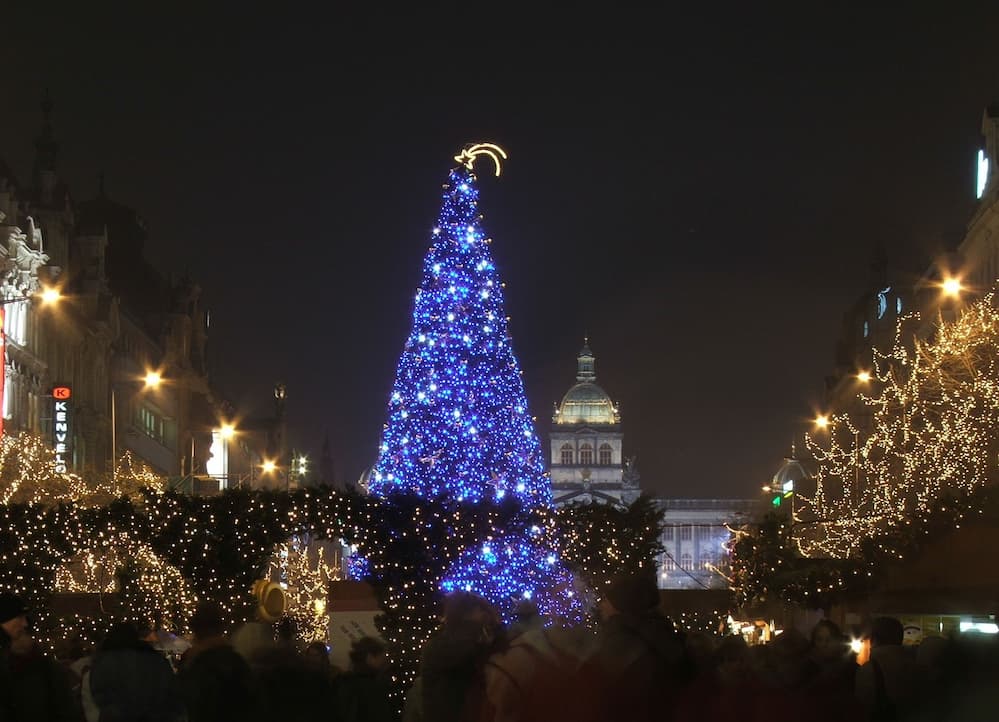 Christmas tree in Prague on Venceslas Square.