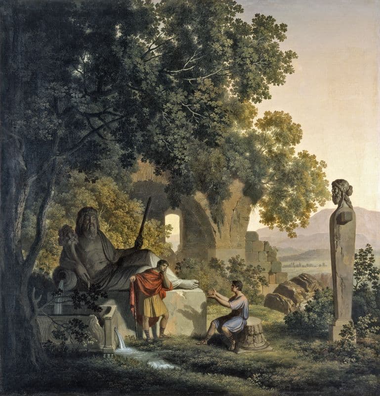 Franc Kavčič - Landscape with the motif of the nymphaeum Domitian's Villa.