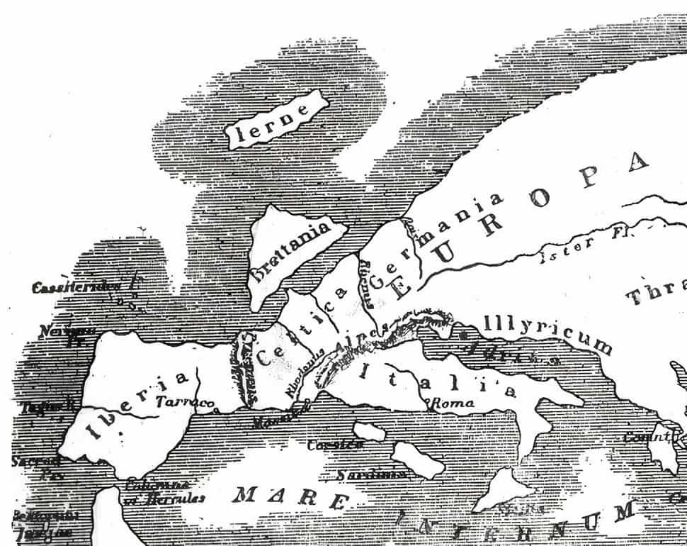 Map of the ecumene based on Strabo's Geographica.