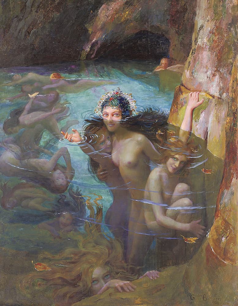 Nymphs in a Cave, by Gaston Bussière (1924).
