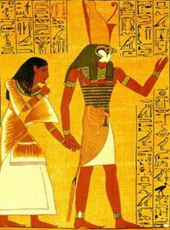 Papyrus depicting Horus wearing a Pschent.